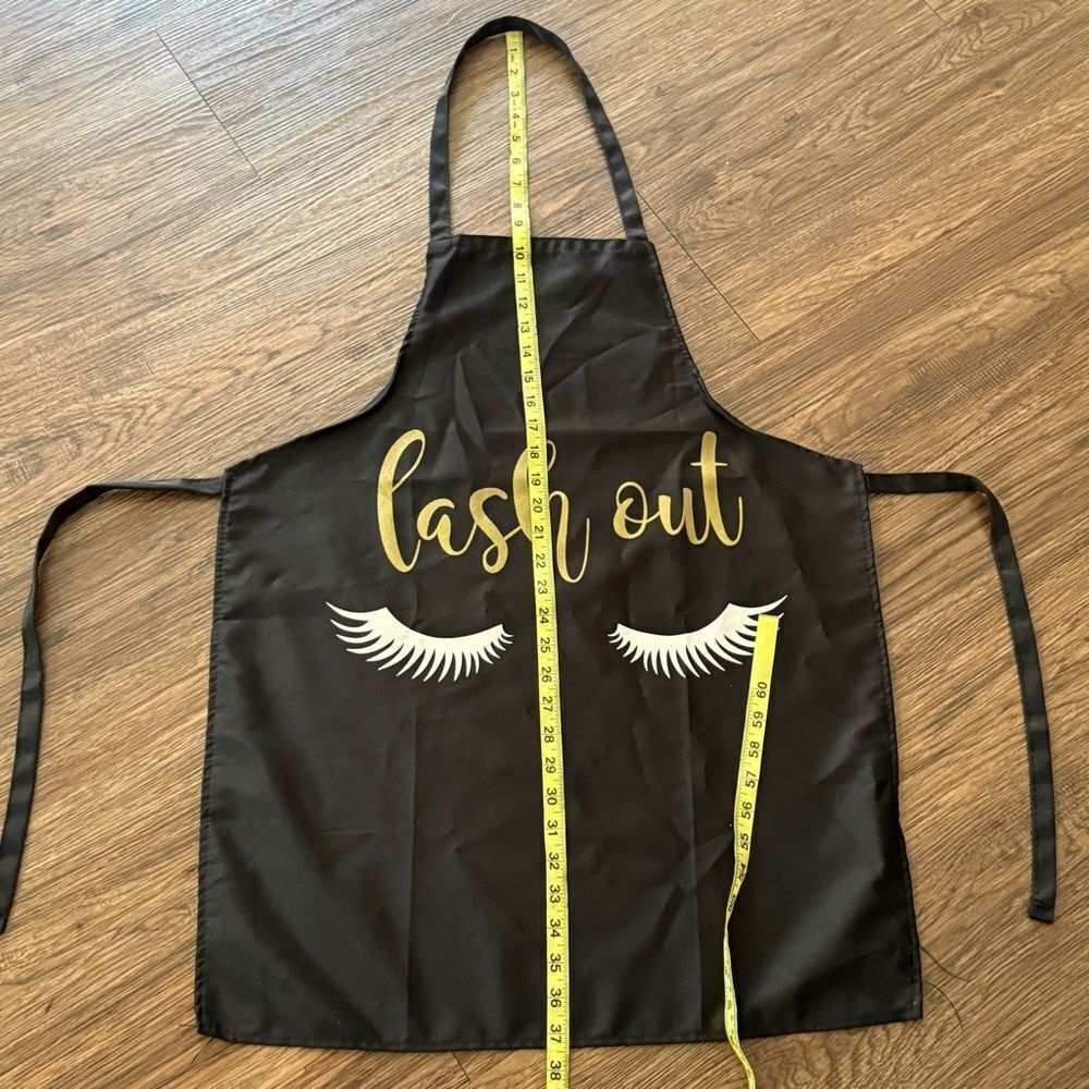 NWOT Lash Artist Apron Lash Tech Black Gold White - Picture 6 of 8